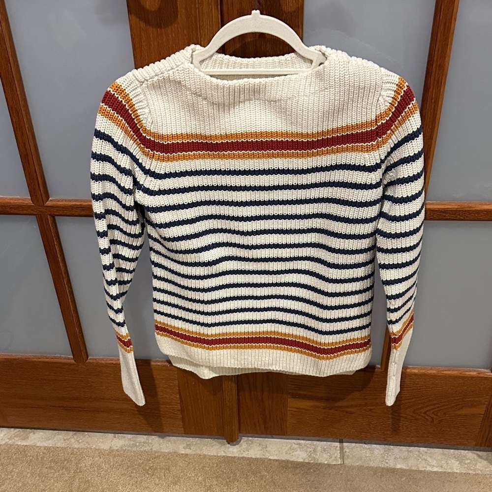 Faherty Cream and Navy Striped Sweater​​